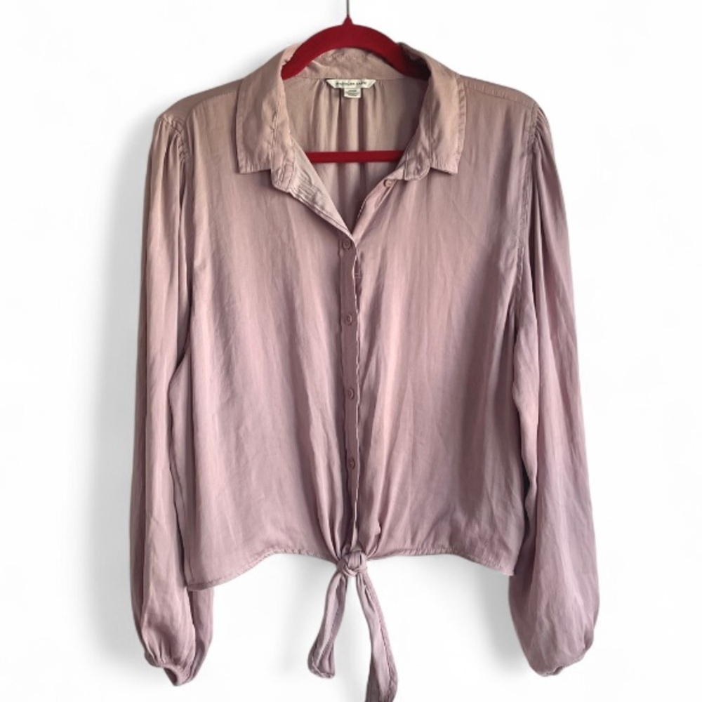 American Eagle Outfitters Tie Front Button Down Blouse Size M